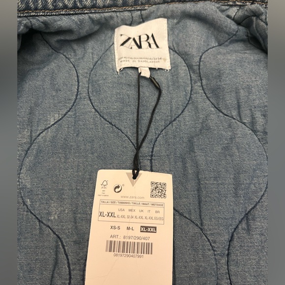 Zara Light Blue QUILTED DENIM
JACKET - Picture 6 of 10